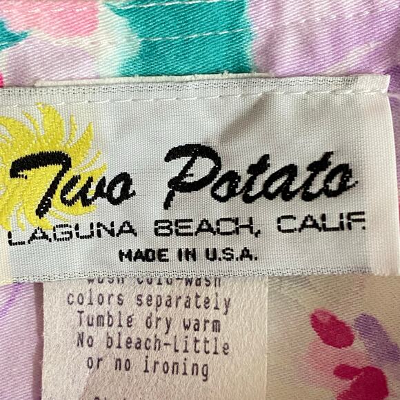 Vtg 80s 90s Two Potato Granny Pastel Floral Midi Tiered Muumuu Dress M Sheer - Picture 15 of 16